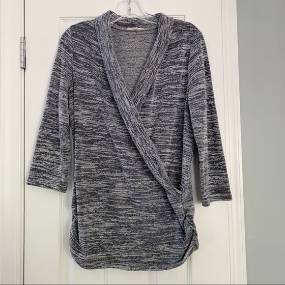 41 Hawthorn Sweaters - Stitch Fix 41 Hawthorn blue heather wrap front top